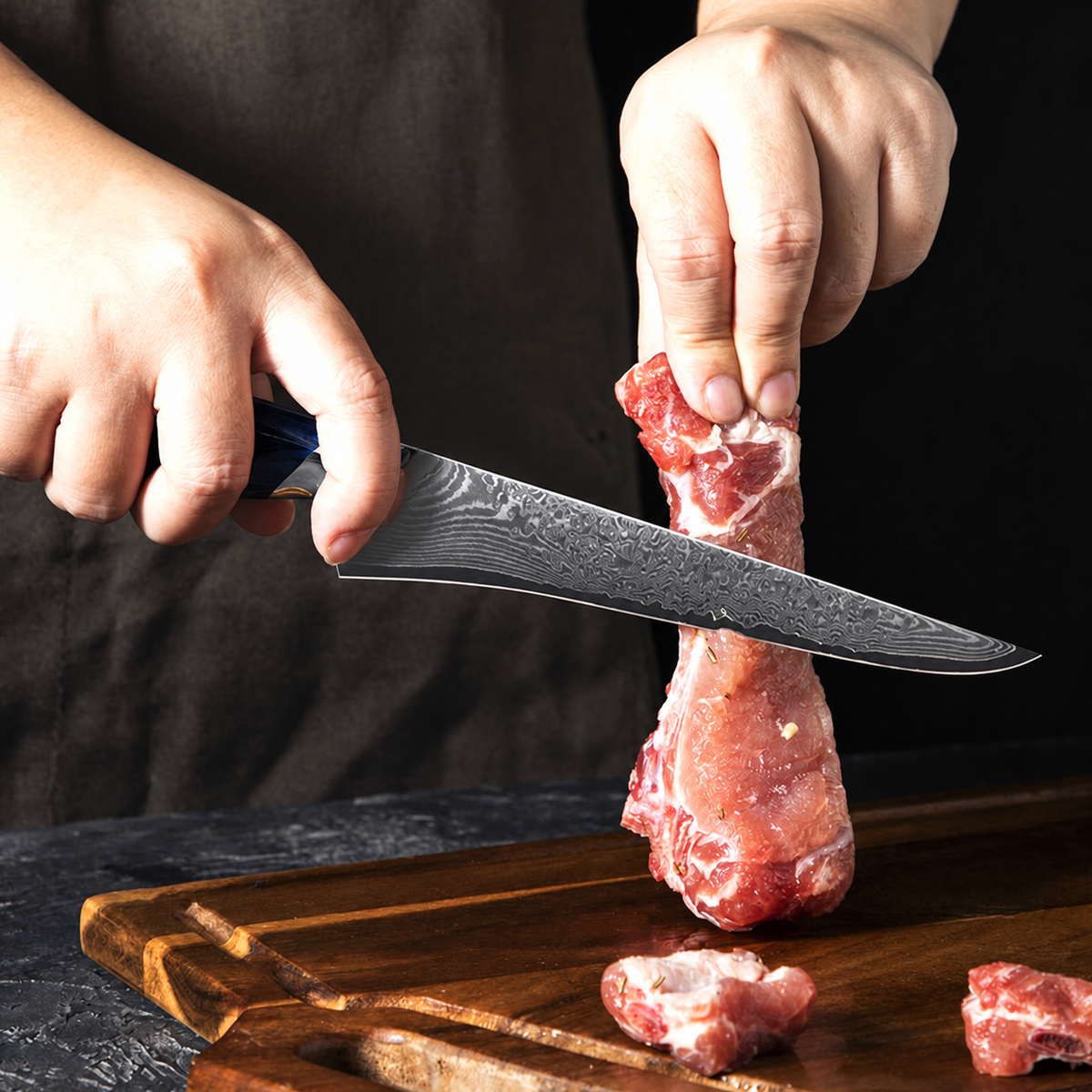 Set japonais Aoi — 5 couteaux — desosseur — vue de détail ou en cuisine