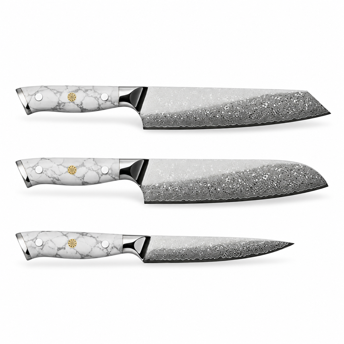 Set japonais Shiro — 3 couteaux — vue horizontale