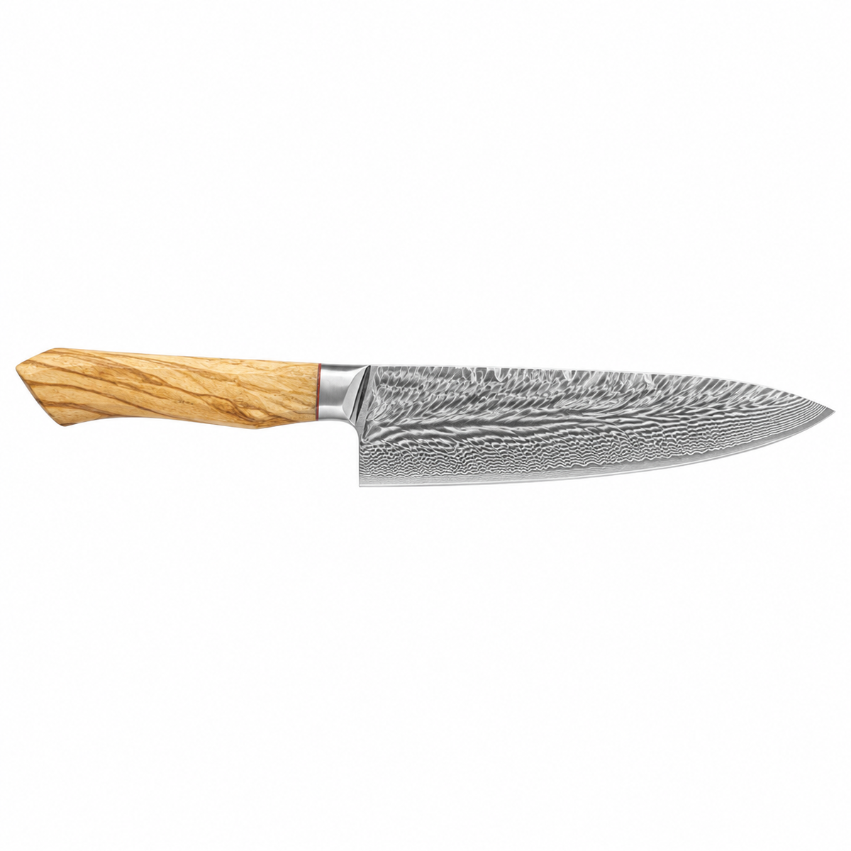 Couteau Gyuto Tsuru — Damas et manche en olivier